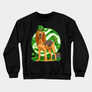 Bloodhound Dog St Patricks Day Leprechaun Crewneck Sweatshirt